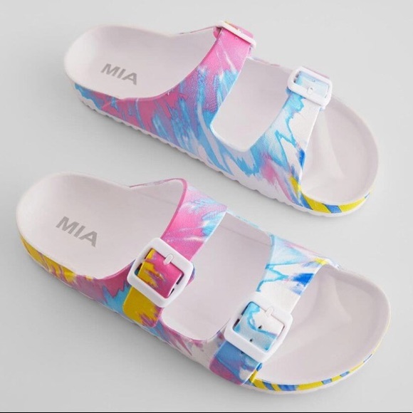 Mia Jazmin Dual Buckle Waterproof Slides, W 7